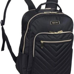 Kenneth Cole Reaction Black Quilted Backpack with Gold Accents